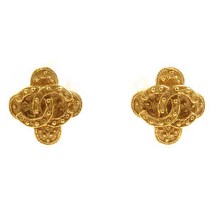 CHANEL Gold Logo Earrings
